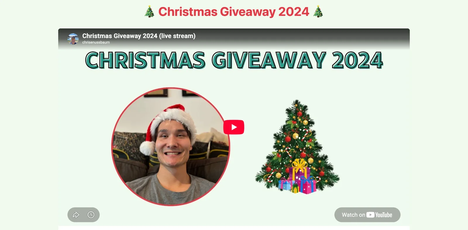 Screenshot of the Christmas Giveaway 2024 site